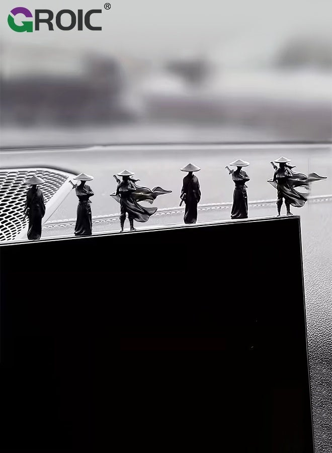 GROIC Car Dashboard Ornament, 6-Piece Martial Arts Swordsman Set, Car Interior Decoration Accessory, Mini Resin Figurines for Home, Office, Car Interior, Car Rearview Mirror and Dashboard Decorations - Image 1